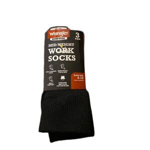 Wrangler Men’s Workwear Steel Toe Socks Black Size 6-12 NWT